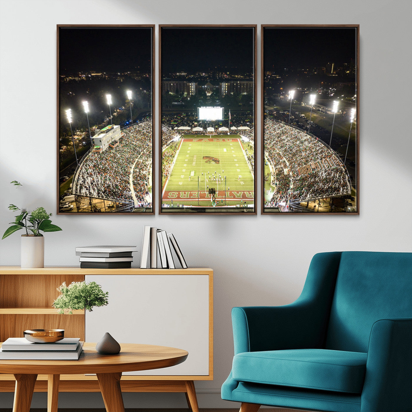 MGV-FC-48X32-3P - Florida A&M Rattlers Football Team Print - Tallahassee Bragg Memorial Stadium Wall Art Canvas Print