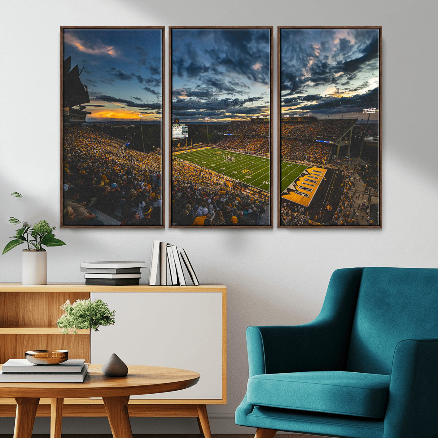 MGV-FC-48X32-3P - University of Wyoming Cowboys Football Team Print - Laramie War Memorial Stadium Wall Art Canvas