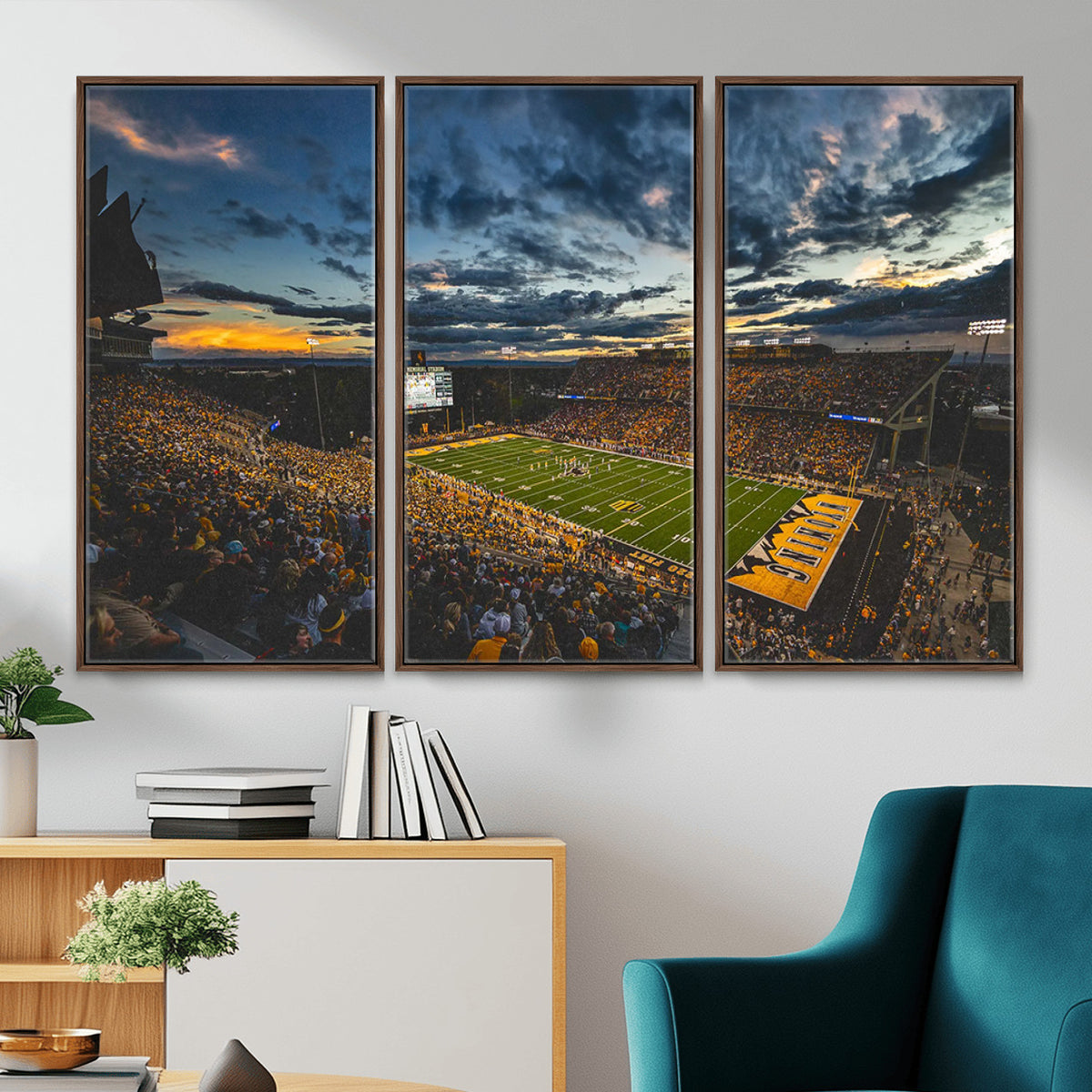 61020-MGV-CV-36X24 - University of Wyoming Cowboys Football Team Print, Laramie, Framed and Ready to Hang