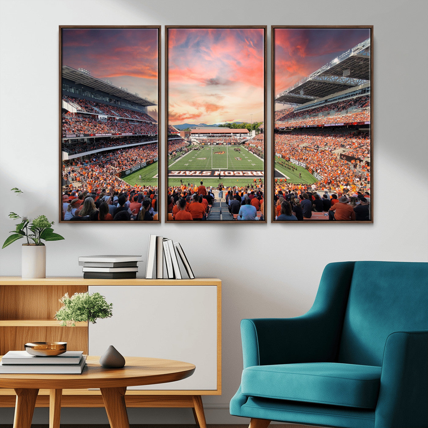MGV-FC-48X32-3P - Oregon State Beavers Football Team Print - Corvallis Reser Stadium Wall Art Canvas Print