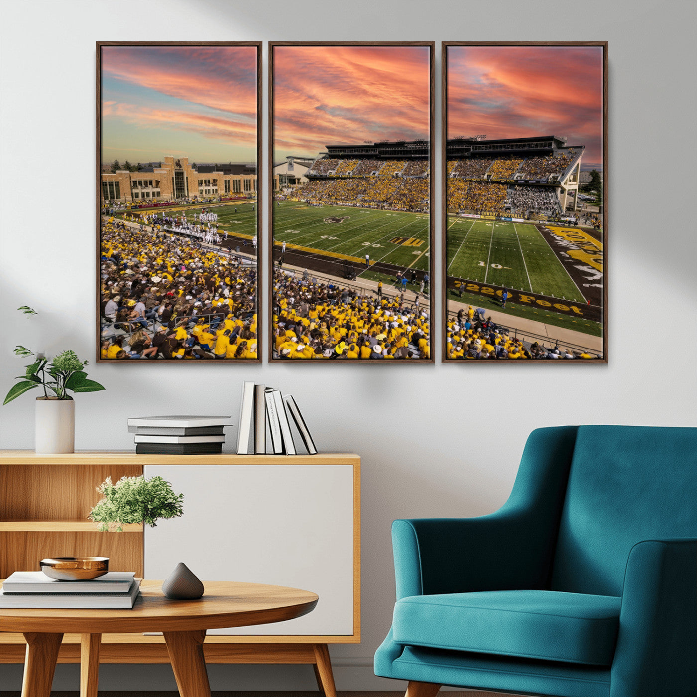 MGV-FC-48X32-3P - University of Wyoming Cowboys Football Team Print - Laramie Jonah Field War Memorial Stadium Wall