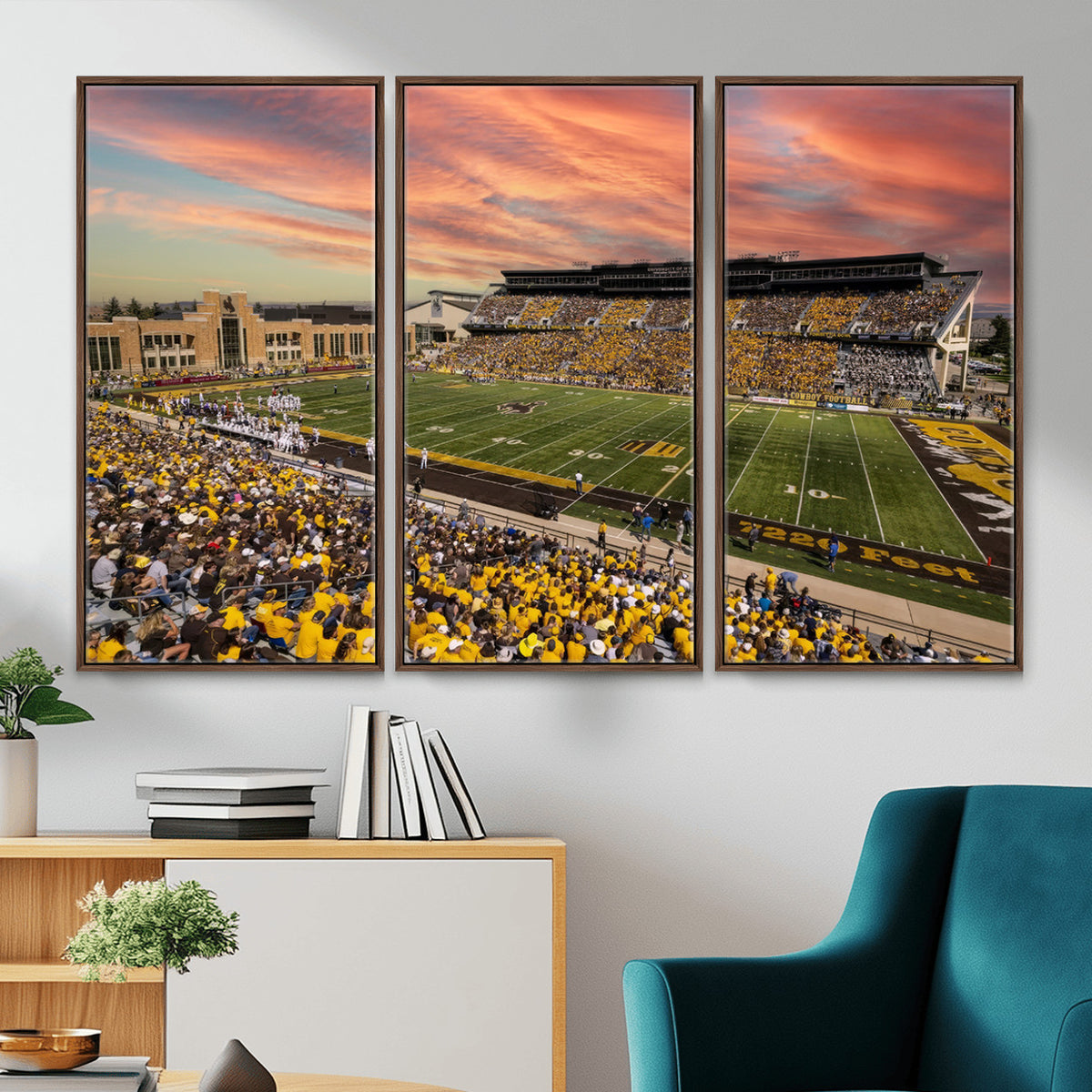 90508-MGV-CV-36X24 - University of Wyoming Cowboys Football Team Print, Laramie, Extra Large Game Room Wall Decor