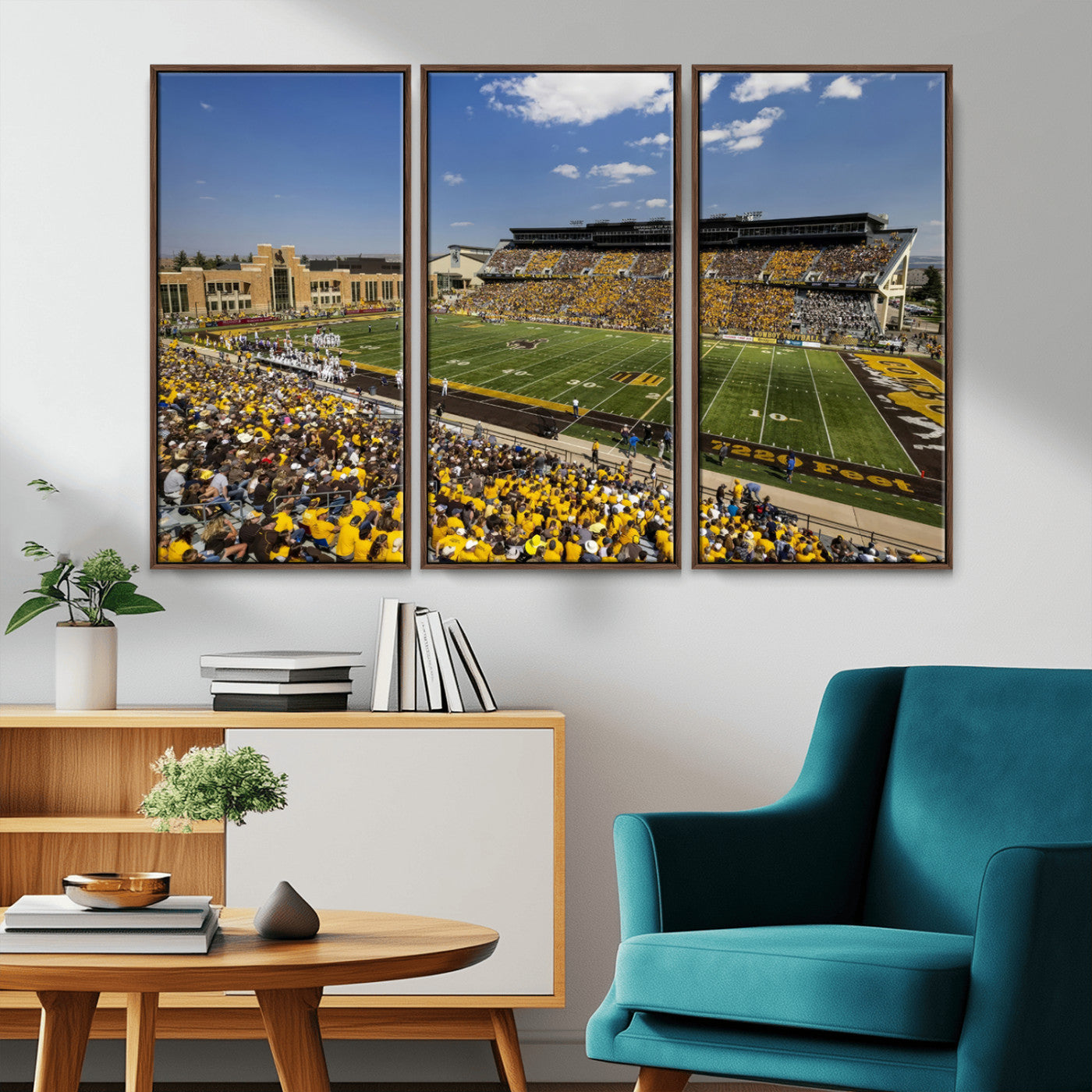 MGV-FC-48X32-3P - University of Wyoming Cowboys Football Team Print - Laramie Jonah Field War Memorial Stadium Wall