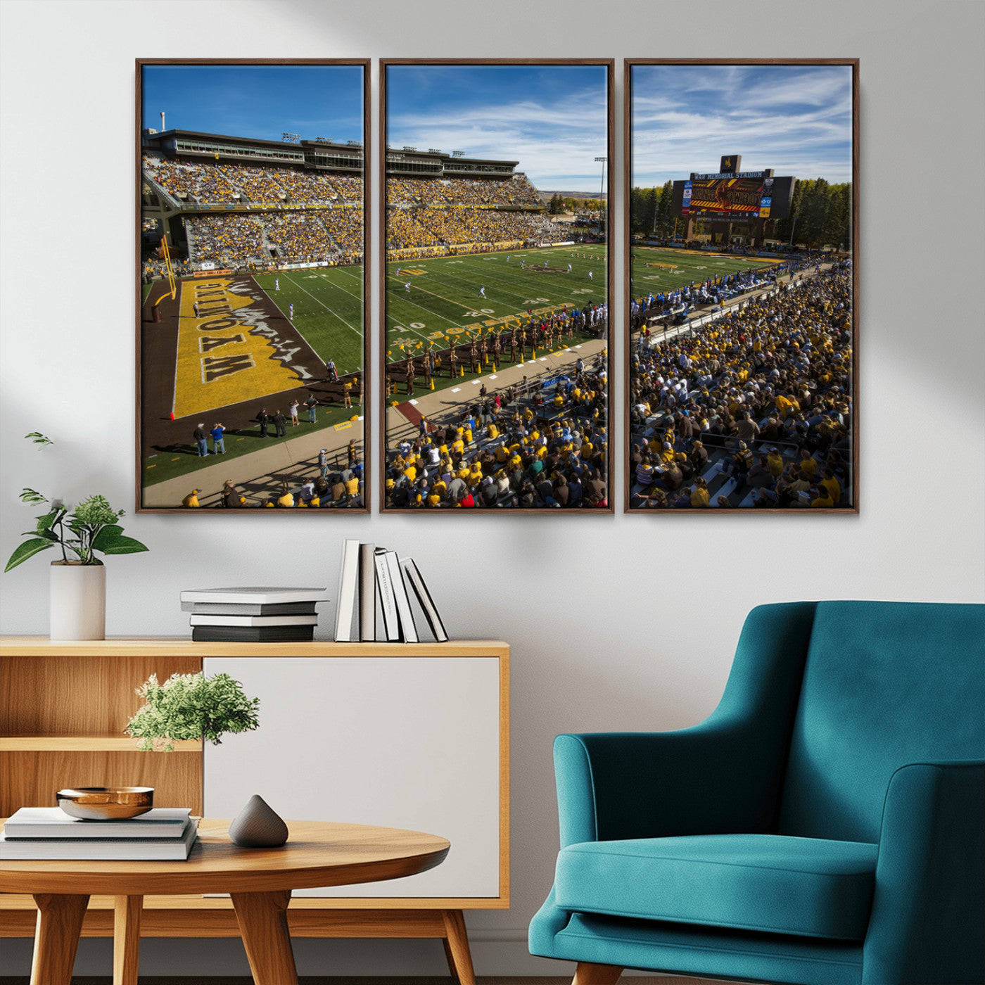 MGV-FC-48X32-3P - University of Wyoming Cowboys Football Team Print - Laramie Jonah Field War Memorial Stadium Wall