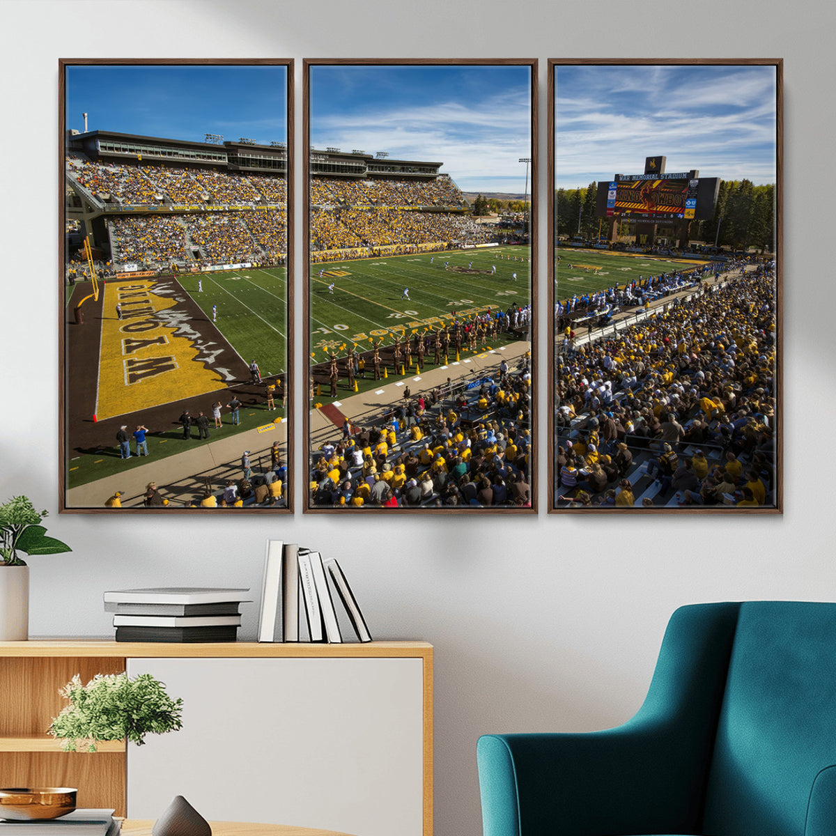89846-MGV-CV-36X24 - University of Wyoming Cowboys Football Team Print, Laramie, Man Cave Wall Decor