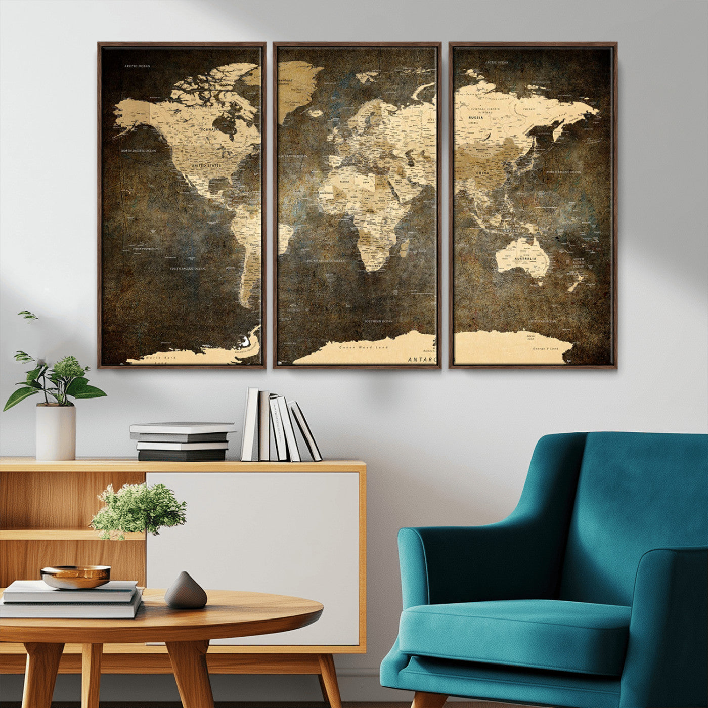 MGV-FC-48X32-3P - Push Pin World Map Canvas Print – Framed Wall Art for Couples to Track Their Travels – Anniversary
