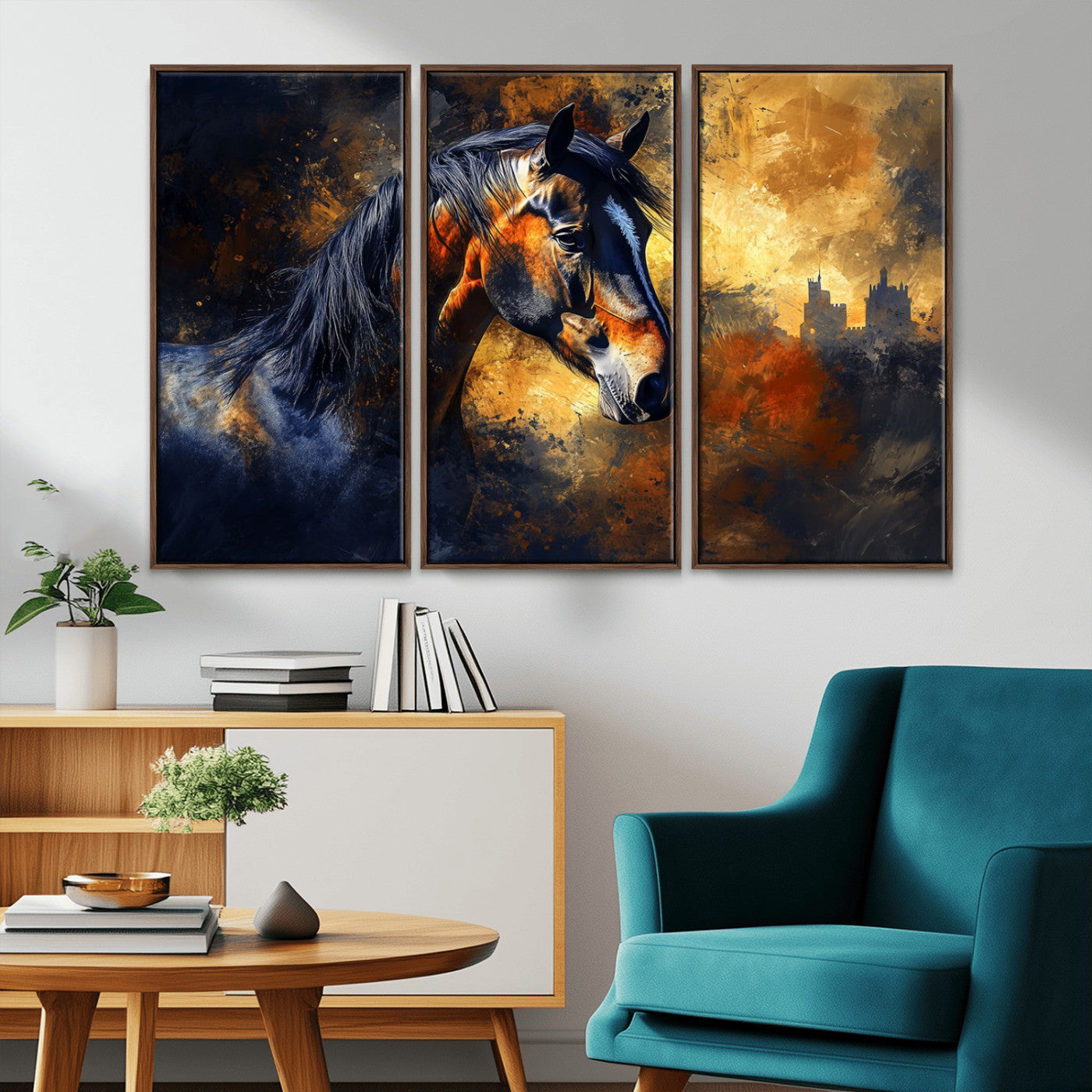 MGV-FC-48X32-3P - Abstract Horse Art Print - Abstract Canvas Wall Art | Perfect for Rustic Farmhouse, Modern, or