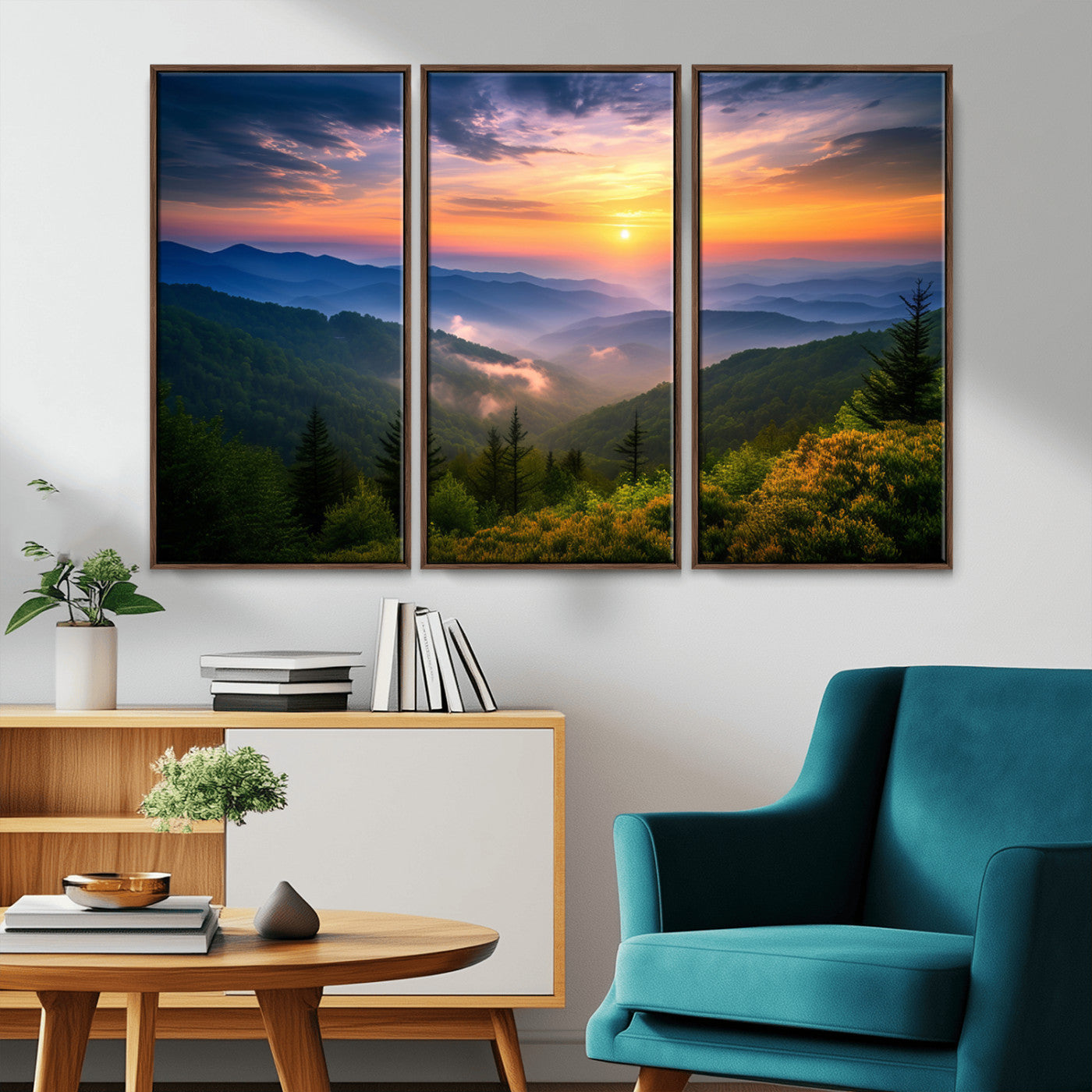 MGV-FC-48X32-3P - Majestic Mountain Sunrise Print | Landscape Wall Art | Canvas Print Ready to Hang | Farmhouse Wall