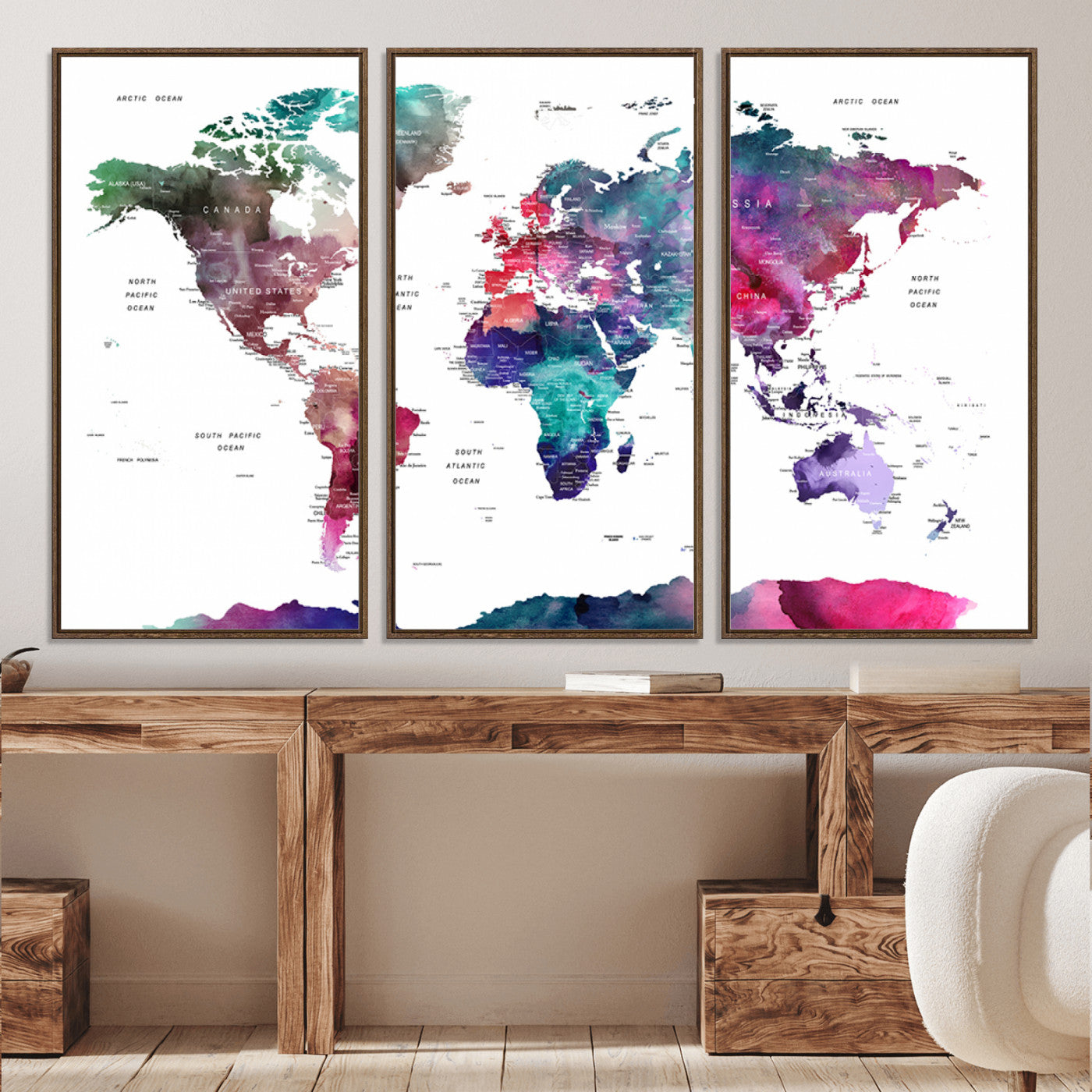 78176-MGV-CV-36X24-Push Pin World Map Canvas Print – Framed Wall Art for Couples to Track Their Travels – Anniversary Gift or Home Adventure Decor