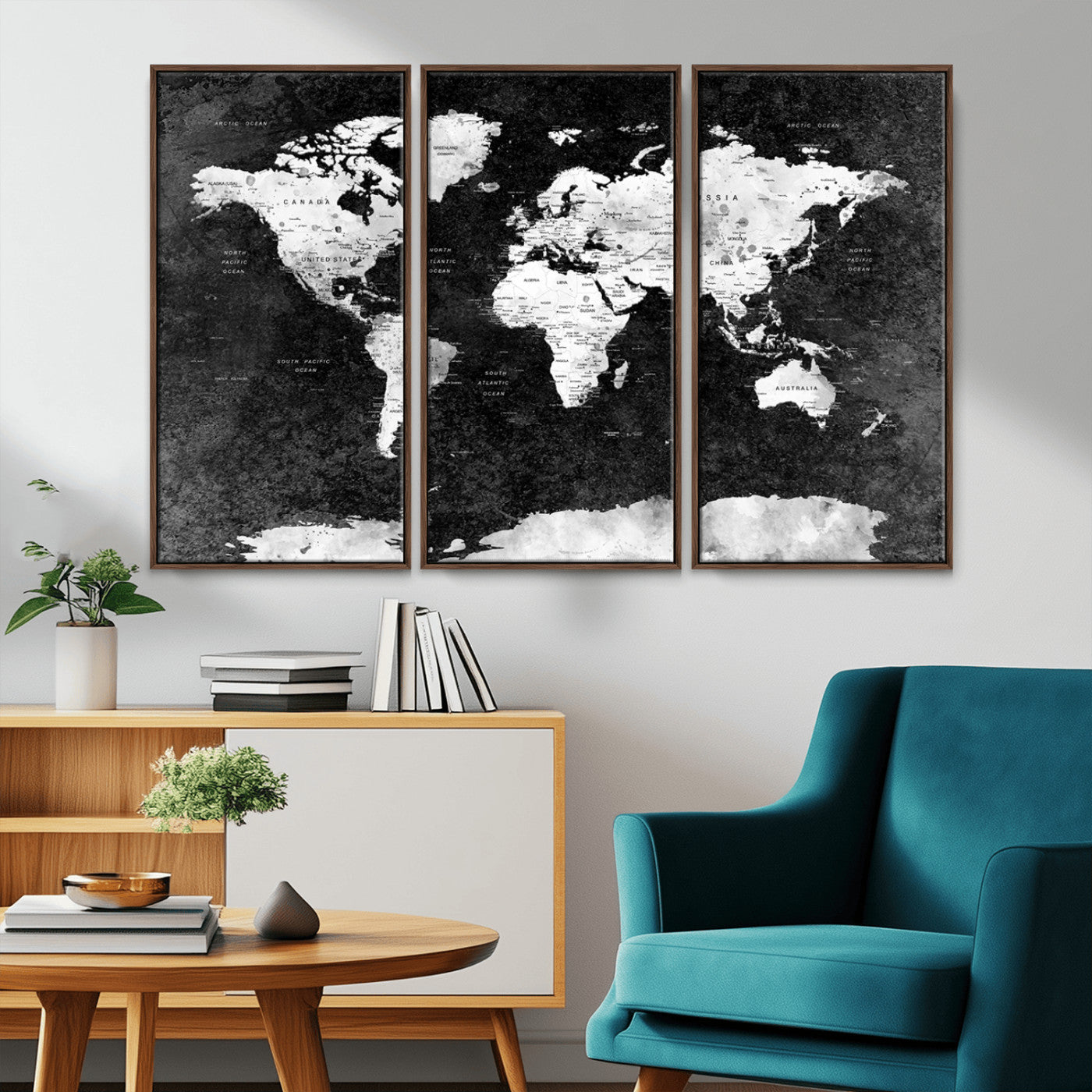 MGV-FC-48X32-3P - Push Pin World Map Canvas Print – Framed Wall Art for Couples to Track Their Travels – Anniversary
