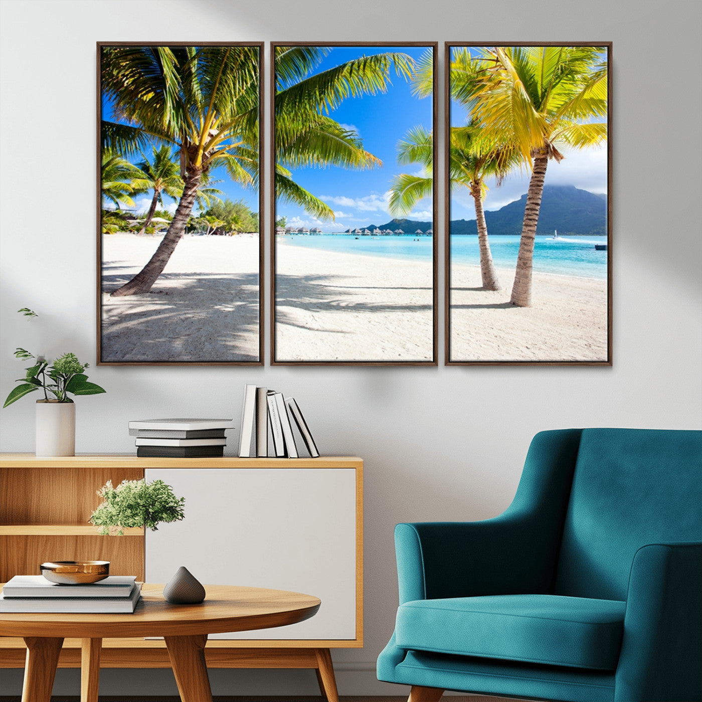 MGV-FC-48X32-3P - Blue Beach and Sea Wall Art Canvas Print