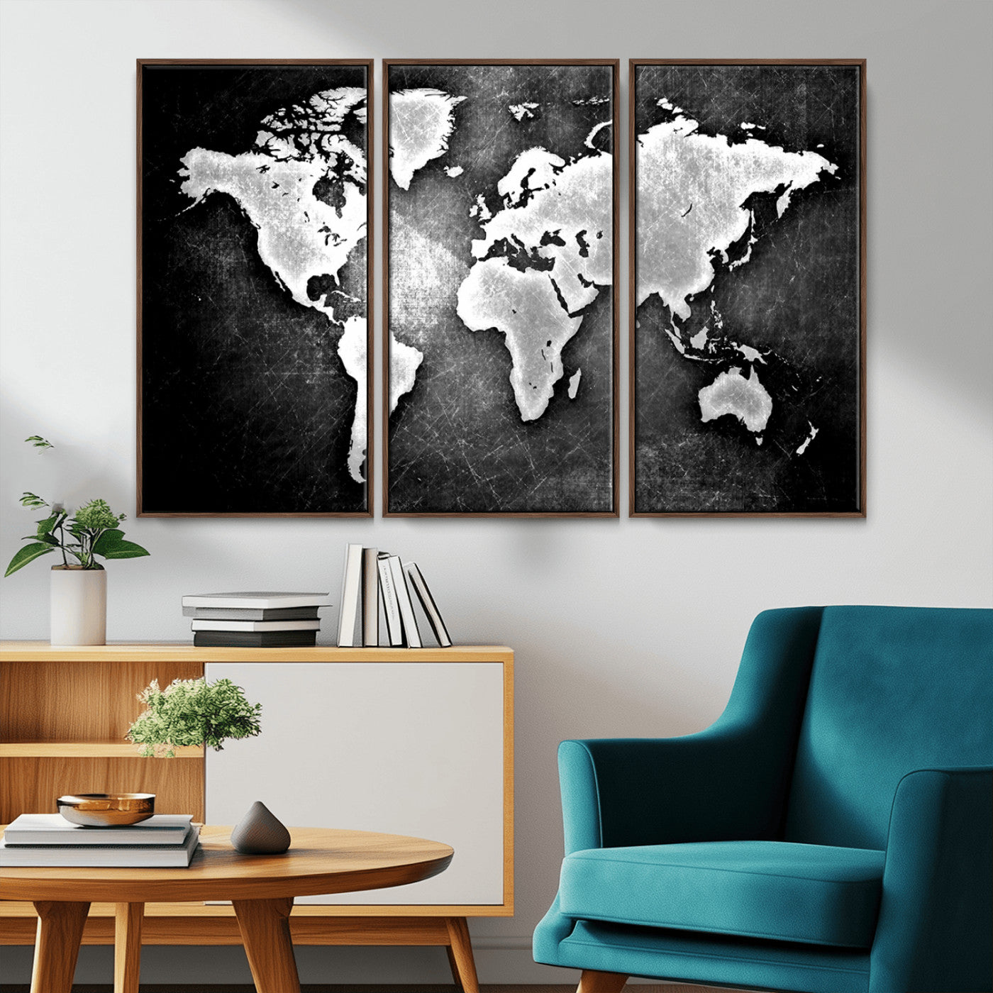 MGV-FC-48X32-3P - World Map Wall Art Canvas Print – Framed Wall Art for Anniversary Gift or Home Adventure Decor