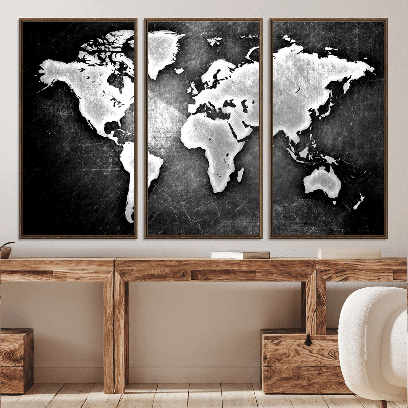 World Map Wall Art Canvas Print – Framed Wall Art for Anniversary Gift or Home Adventure Decor