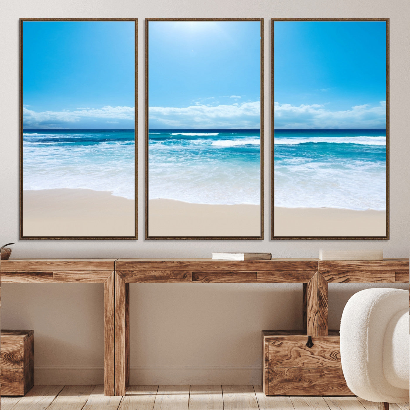 45929-MGV-CV-36X24-Wall Art Canvas Print Shiny Blue Sea and Beach