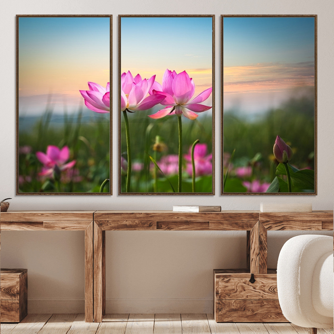 64234-MGV-CV-36X24-Pink Flower on the Mountain Canvas Print, Framed Pink Flower Canvas Wall Art