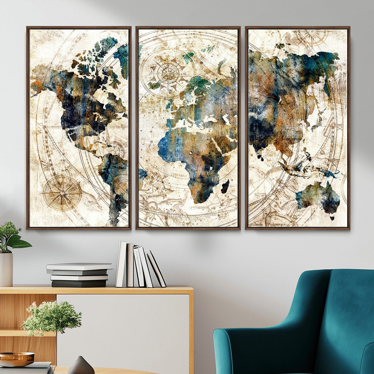 10554-MGV-CV-36X24 - Abstract World Map Art Print Canvas Print