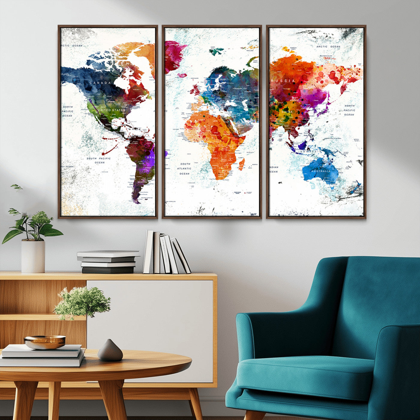 MGV-FC-48X32-3P - Push Pin World Map Canvas Print – Framed Wall Art for Couples to Track Their Travels – Anniversary