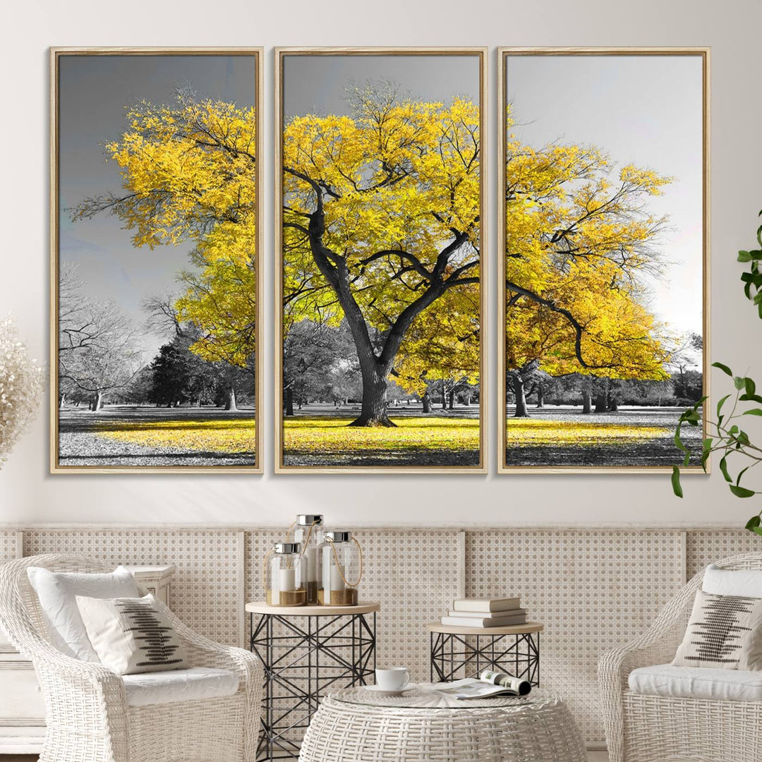 The Big Yellow Tree Canvas Print features vivid art on a ready-to-hang museum-quality canvas.