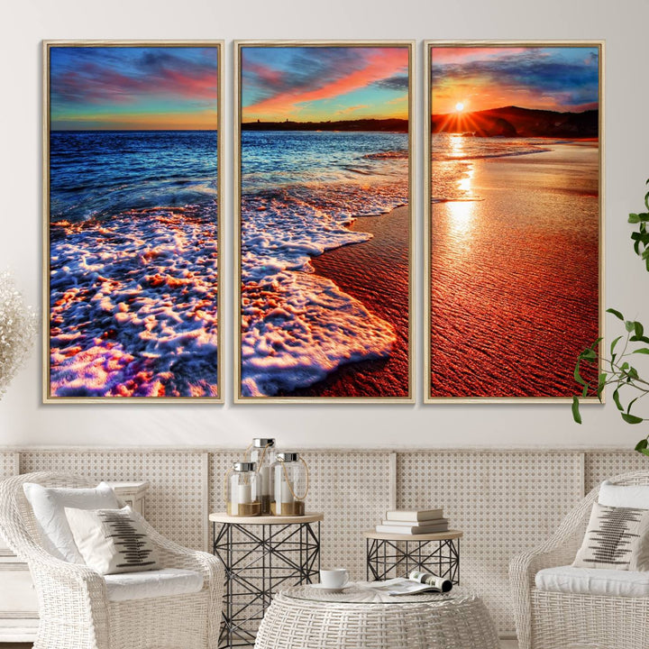 Hawaii Beach and Sunset Wall Art Canvas Print