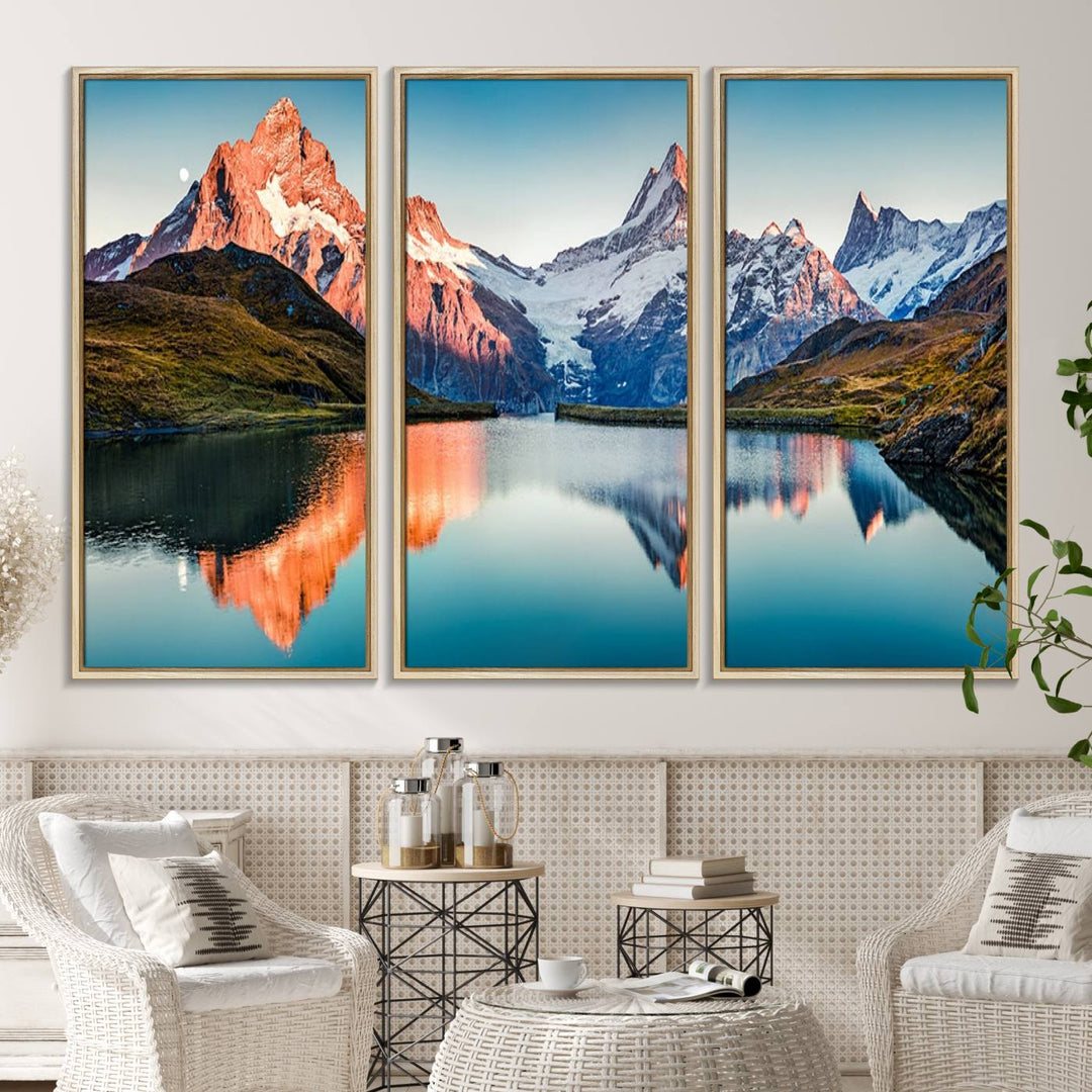 Landscape Mountain and Lake View Wall Art Canvas Print.