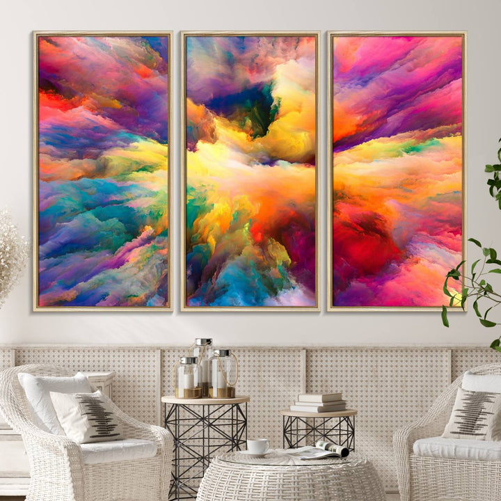 Blazing Vibrant Colors Cloud-like Wall Art Canvas Print adds flair to the space.