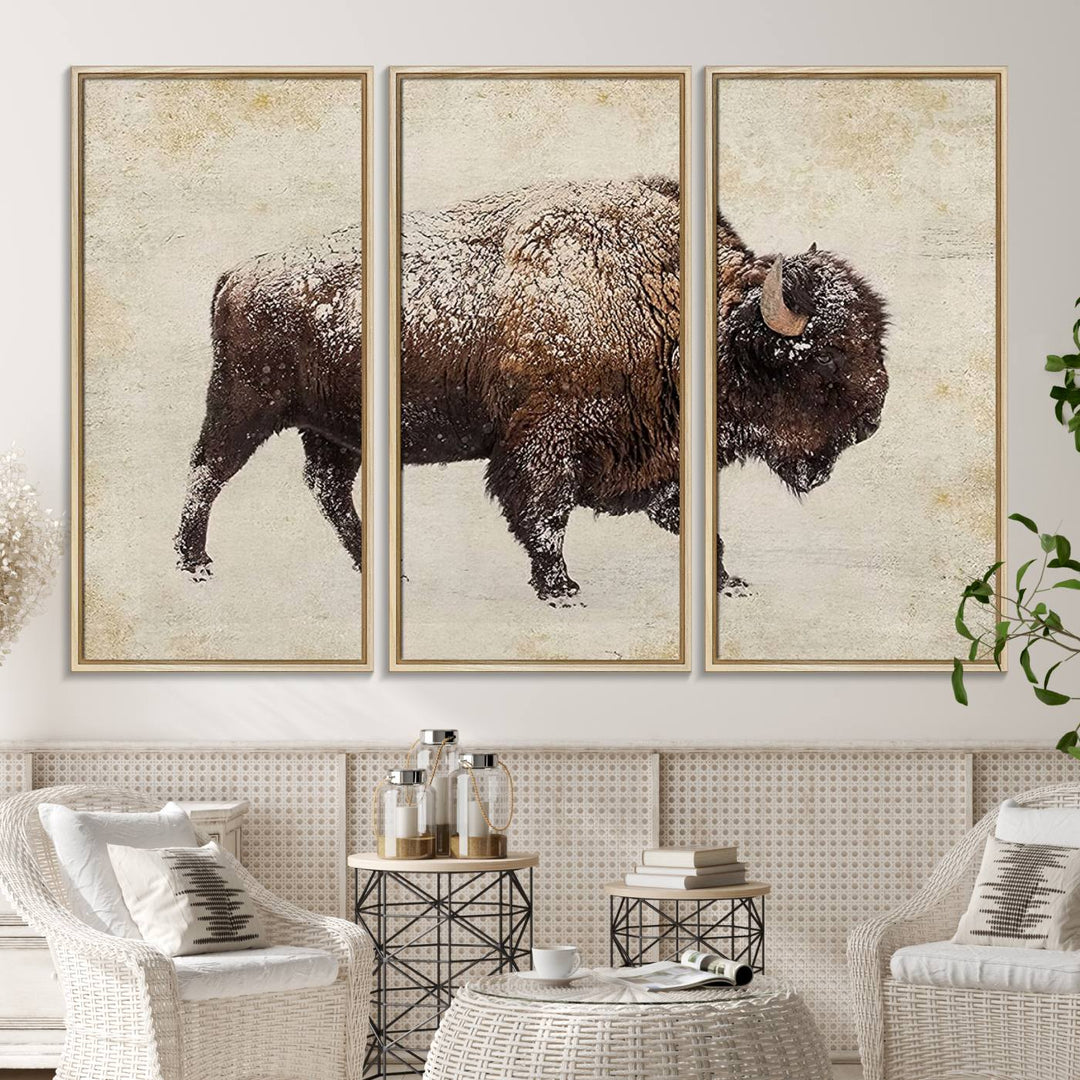 Buffalo Wall Art above a sideboard.