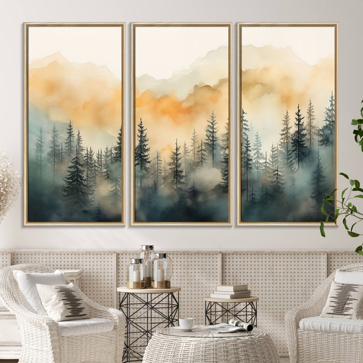 Abstract Forest Print - Mountain Wall Art showcasing a captivating design.