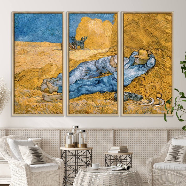 A Vincent Van Gogh Nature canvas print depicting resting farmers.