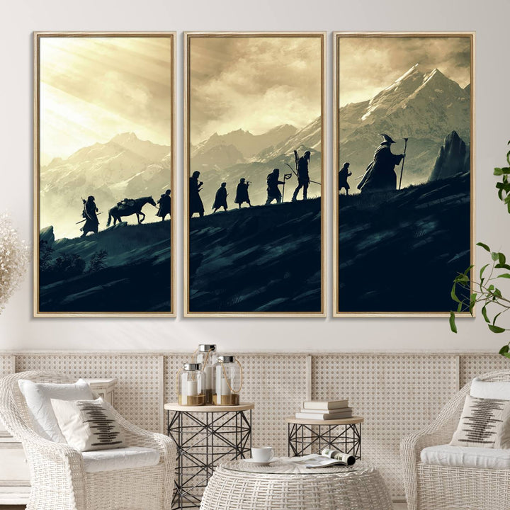 The living room features Lord of the Rings Silhouette Wall Art, capturing the epic quest through Middle-Earth.