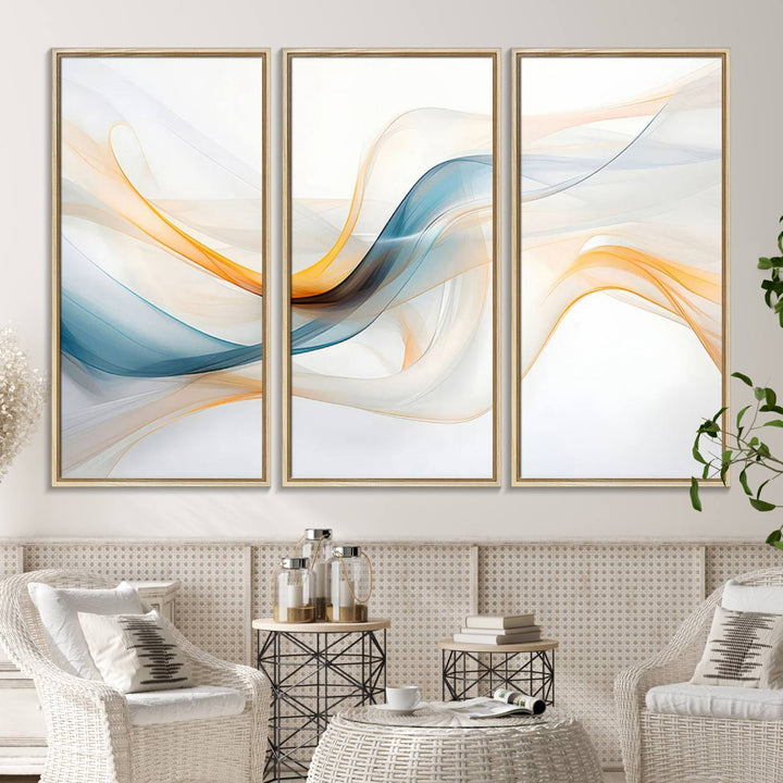 Decorative Turquoise Abstract Wave Wall Art Canvas Print.