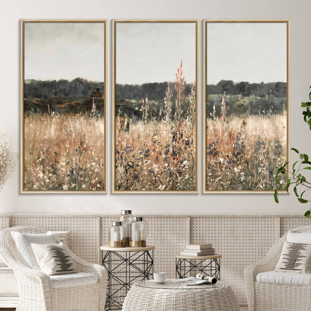 The Rustic Field Landscape Wall Art Print completes the scene.