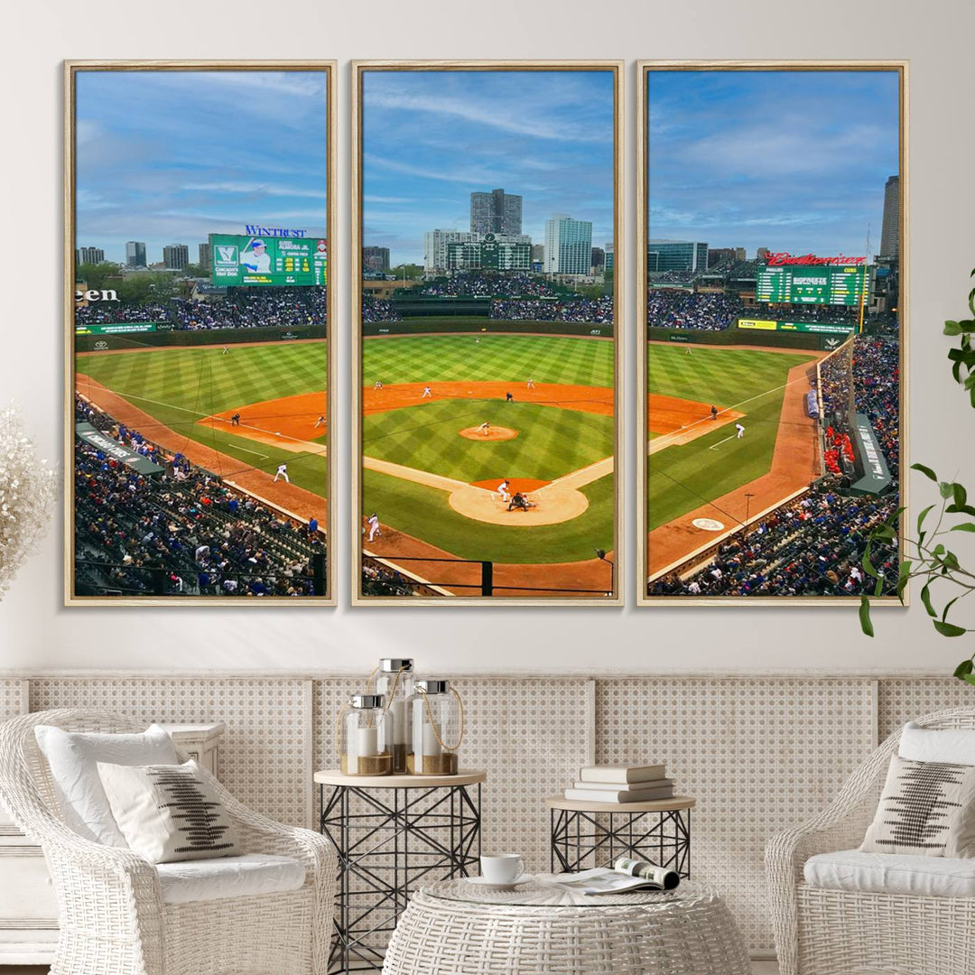 Wrigley Field Cubs canvas wall art.