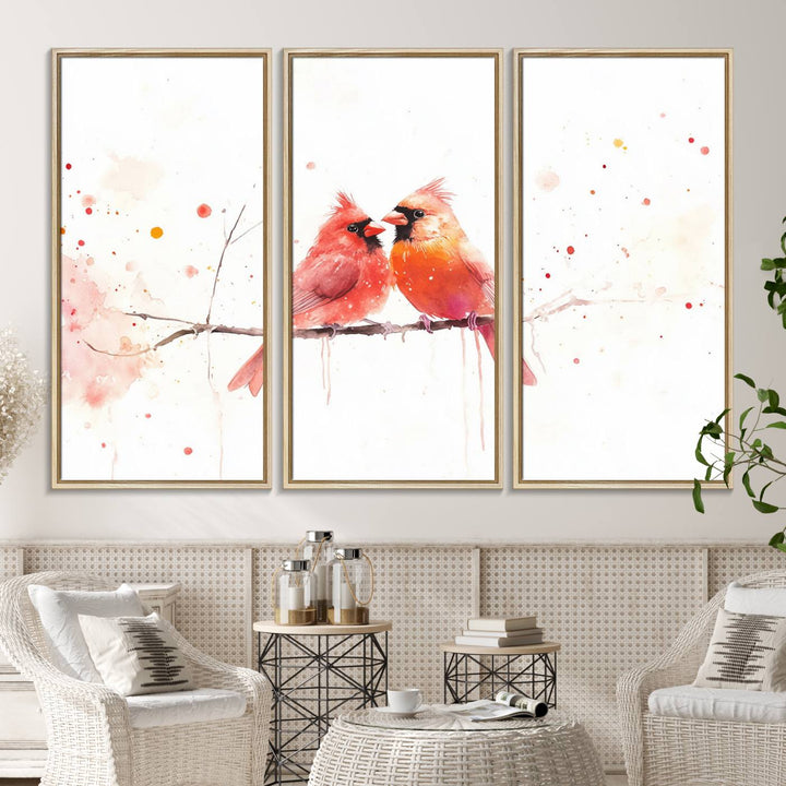 The Cardinal Bird Canvas Wall Art adds vibrant wildlife art to the wall.