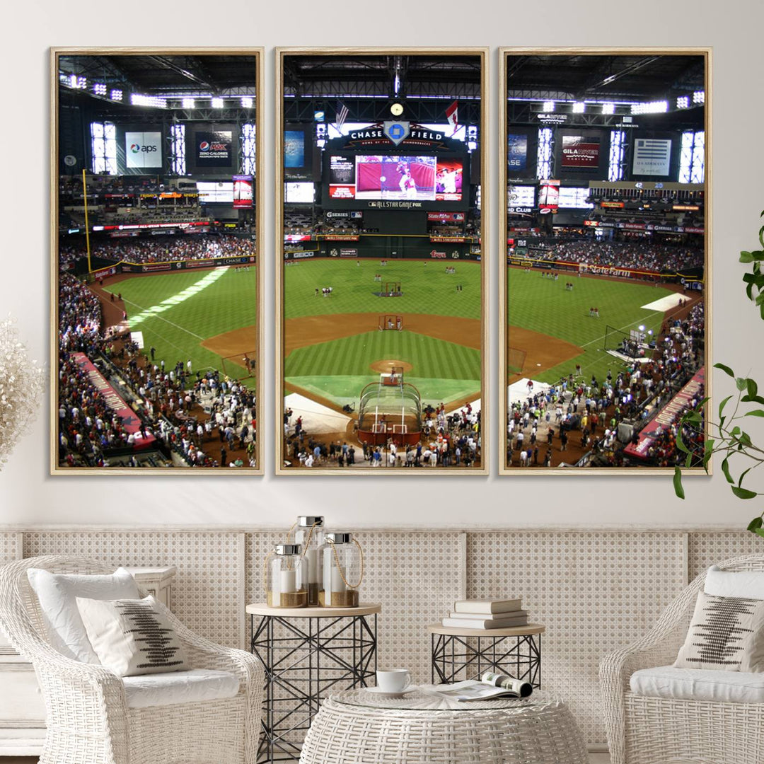 The Arizona Diamondbacks Canvas Print of Chase Field is a meaningful piece of wall art for any sports fan.