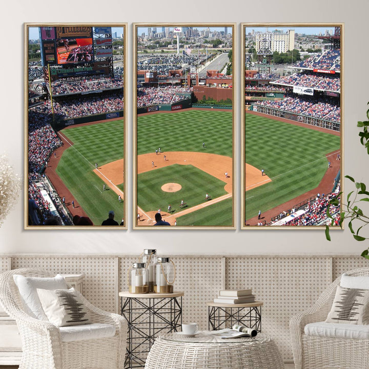 View of a Phillies game at Citizens Bank Park captured as premium wall art canvas.