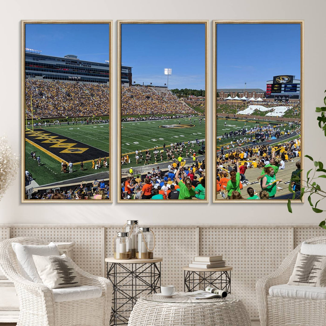 The University of Missouri Tigers Wall Art Canvas Print captures a packed football stadium.