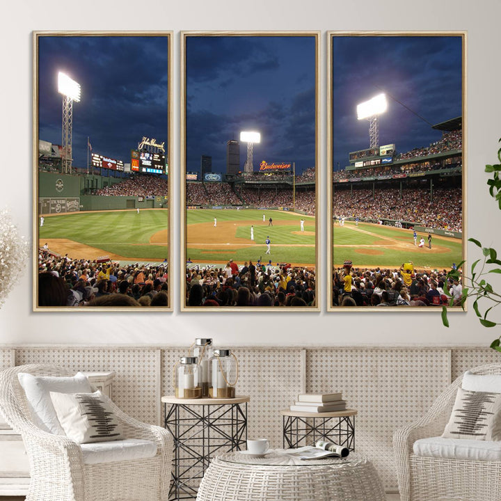 The Boston Red Sox Fenway Park Canvas: a cozy baseball scene, perfect wall art.