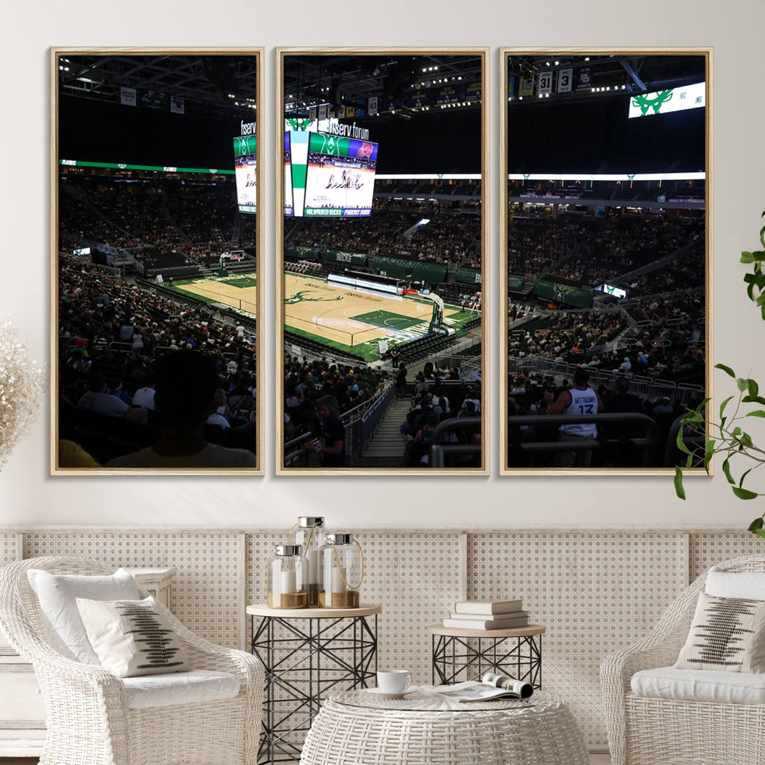 Basketball at Fiserv Forum with Milwaukee Bucks Wall Art.