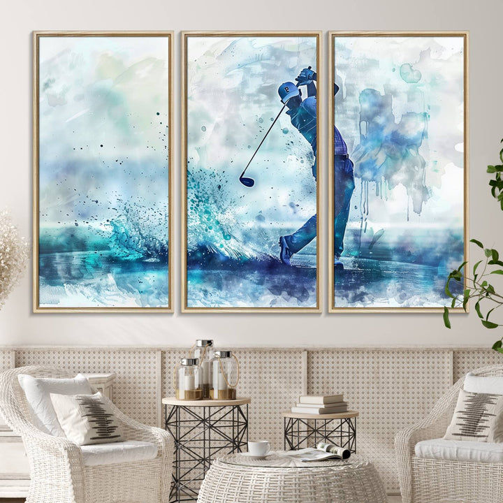 Golf Swing Wall Art Canvas Print, a sports-inspired watercolor decor.