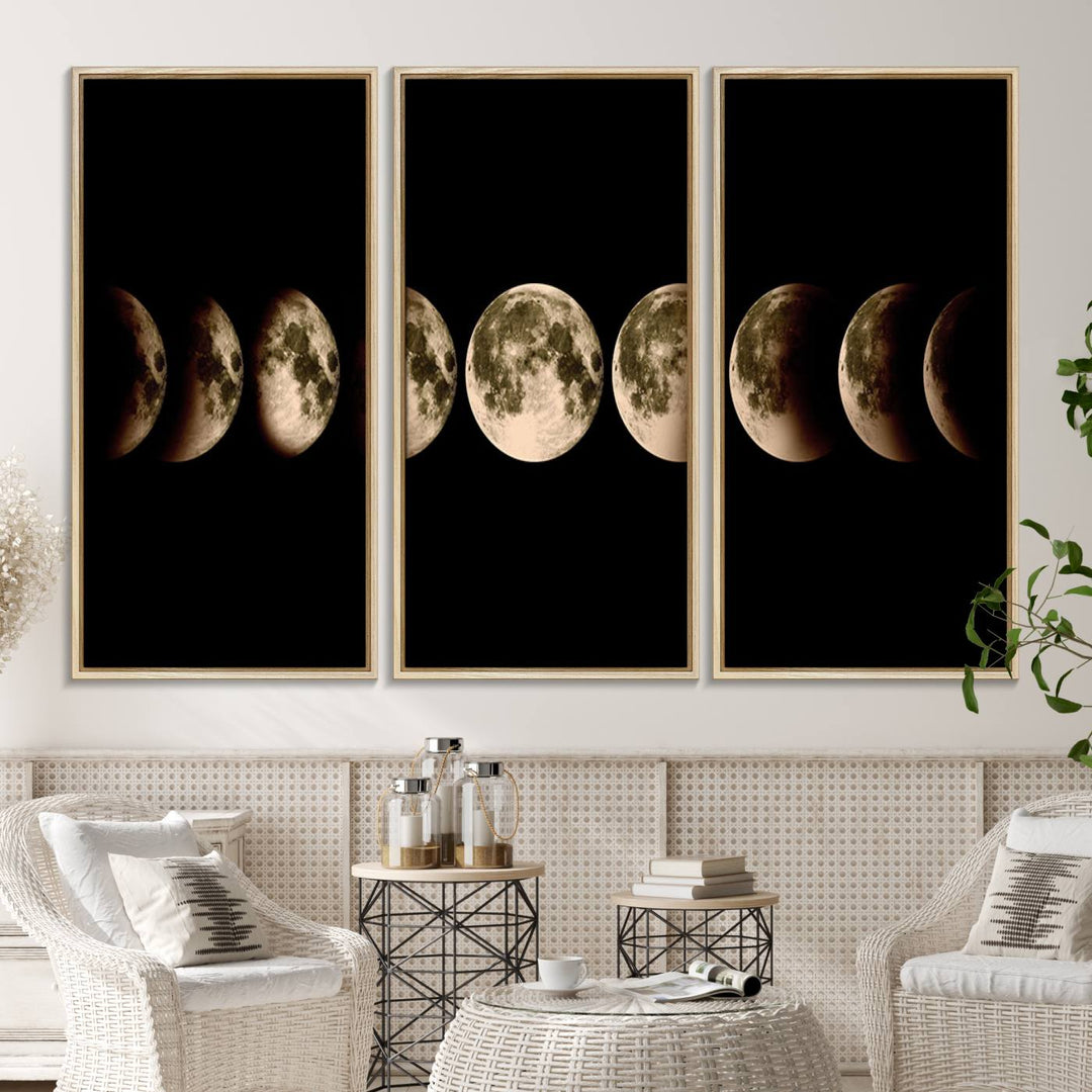 Phases of the Moon canvas print, ideal for lunar sequence decor.