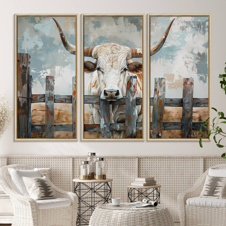Vintage Cow Wall Art Canvas Print.