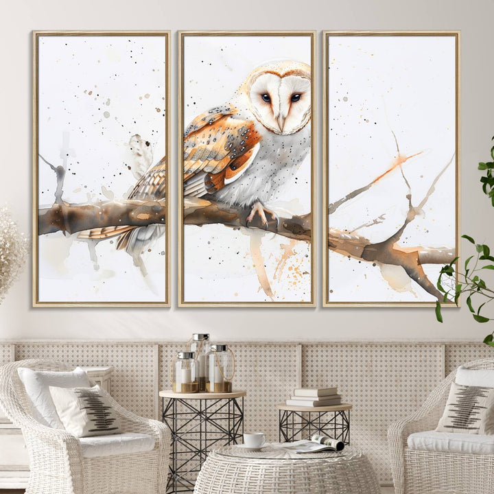 Nature enthusiasts will love the Barn Owl Wall Art on Branch, a stunning canvas print that is ready to hang and beautifully framed.