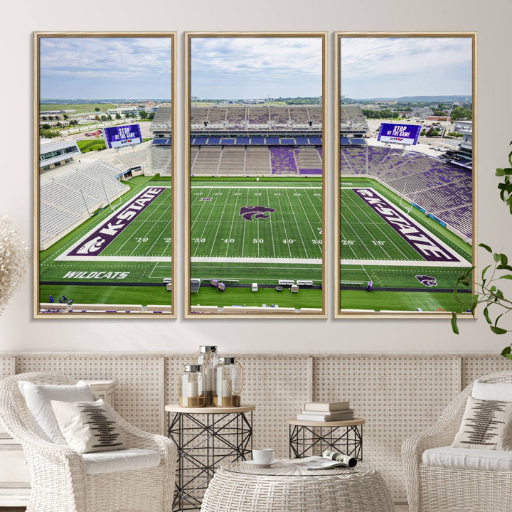 Gallery-quality canvas print featuring the KState Wildcats Football Team at Bill Snyder Family Stadium, Manhattan.