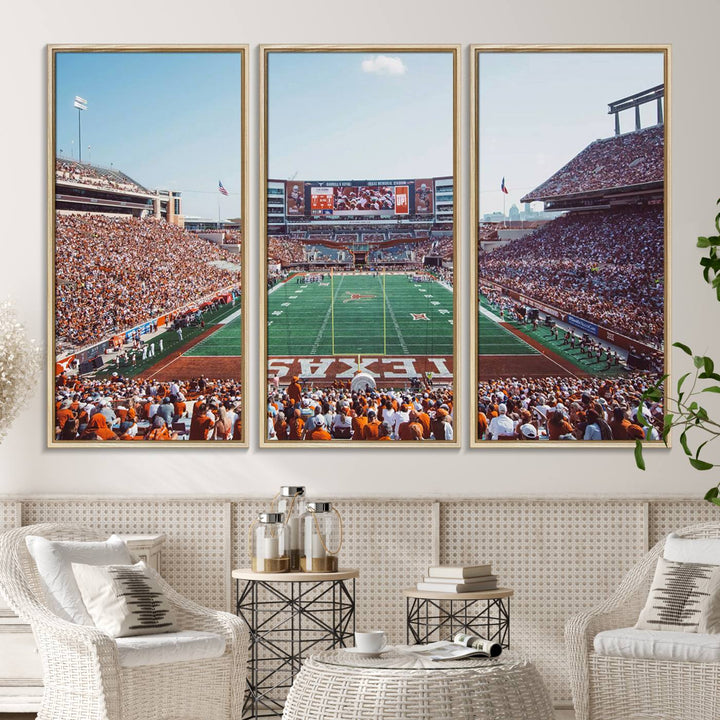 The canvas displays the Texas Longhorns Football team at Austins Darrell K Royal-Texas Memorial Stadium.