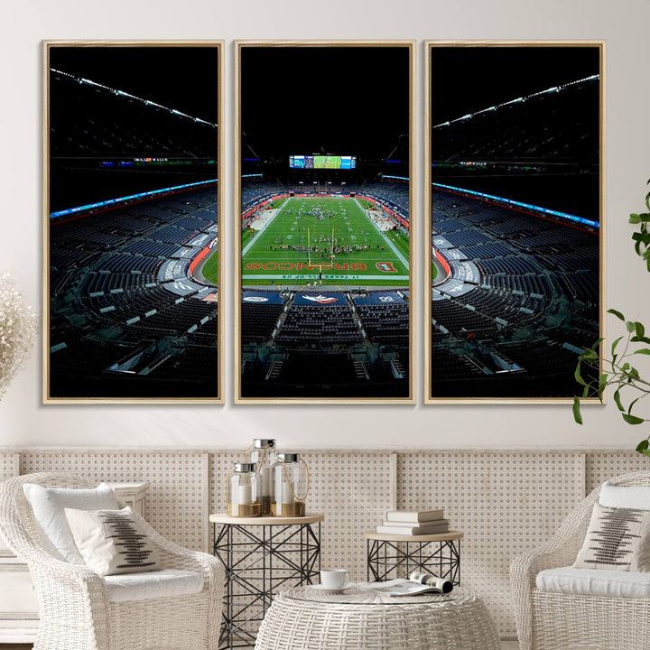 Museum-quality canvas print of Denver Broncos Empower Field at Mile High Stadium.