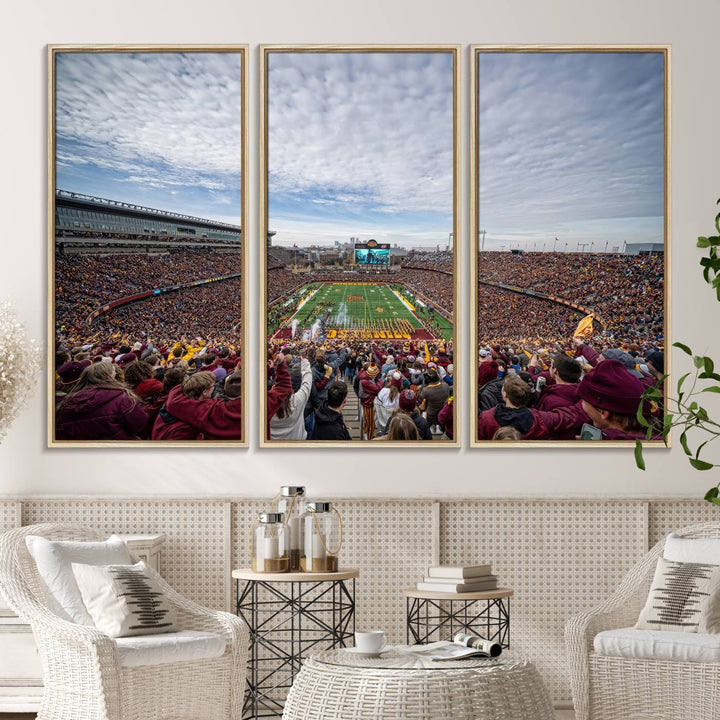 The University of Minnesotas Huntington Bank Stadium features vibrant wall art.