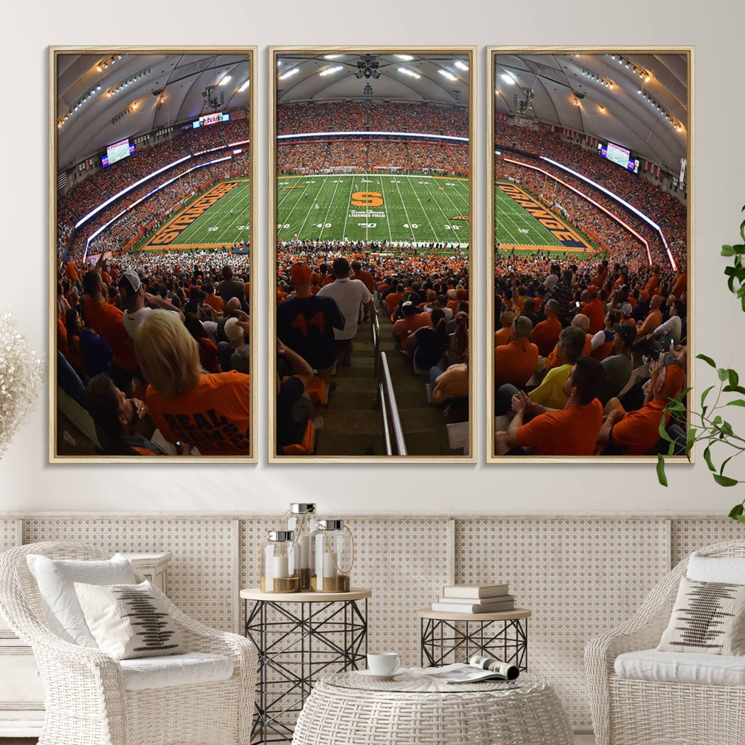 From above, the view resembles the Syracuse University Orange Football Team Wall Art Canvas.