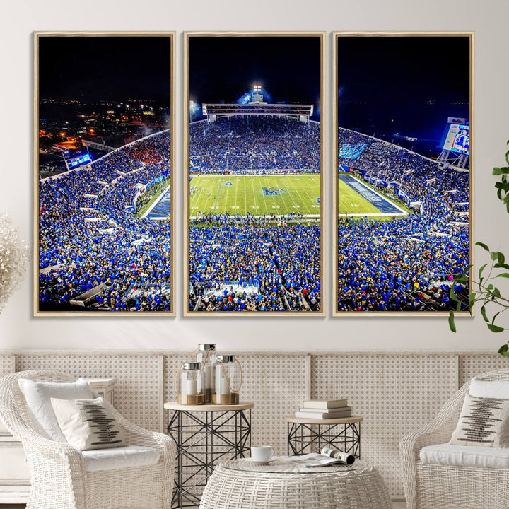 The University of Memphis Tigers Football Team Wall Art Canvas Print shines brightly.