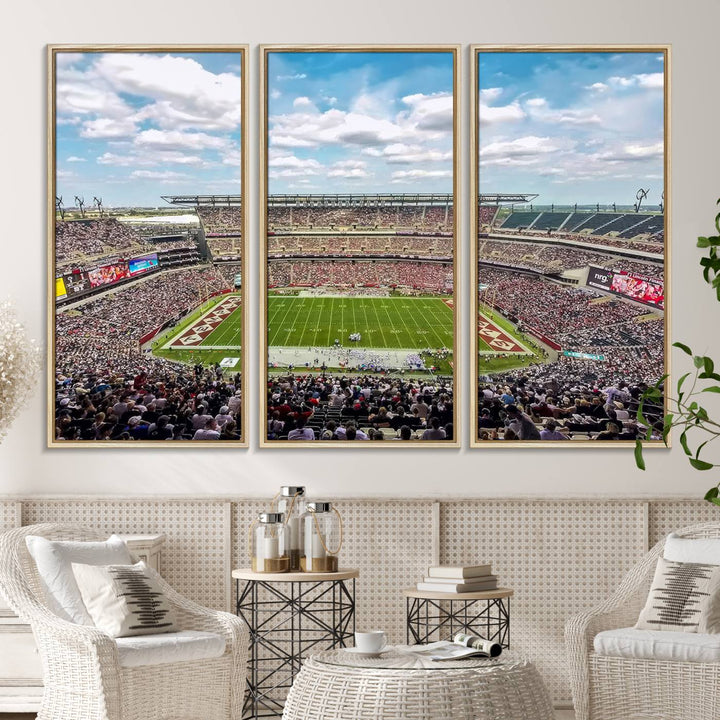 The Temple University Owls Athletics canvas print of a game at Lincoln Financial Field.