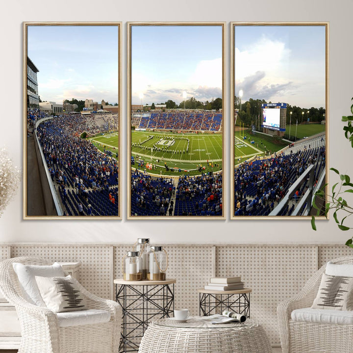 Wallace Wade Stadium print featuring a green field and sky.